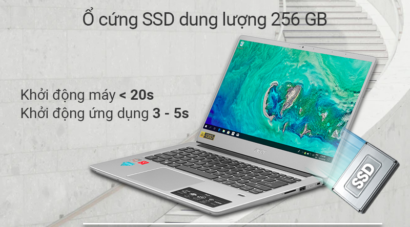 Laptop Acer Swift 3 SF314 mang đến khả năng khởi động máy nhanh